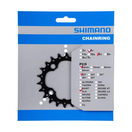 SHIMANO Engrenage 22z. FC-M660/617 SLX/Deore 10 pièces. noir 64mm