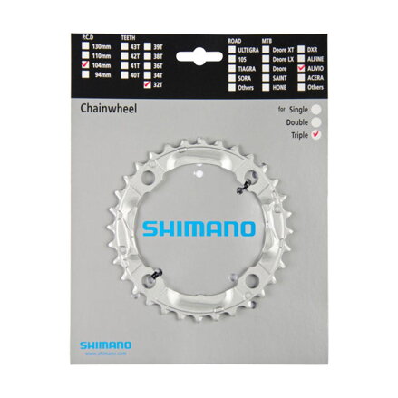 Boîte de vitesses SHIMANO 32z. FC-M430 Alivio 9-k. argent. 104mm