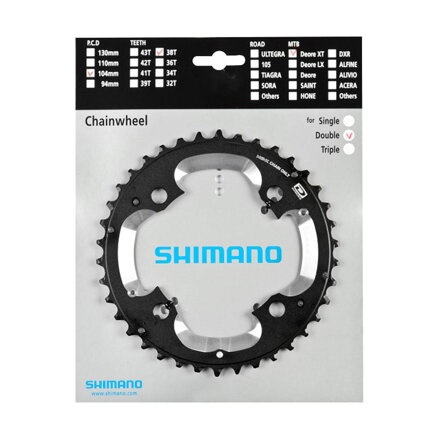 SHIMANO Engrenage 38z. FC-M785XT 38/26z. noir 104mm