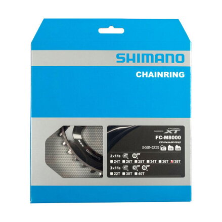 Boîte de vitesses SHIMANO 38z. FC-M8000XT 38/28z. noir 96mm