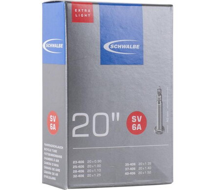 Chambre à air SCHWALBE SV6A EXTRA LÉGÈRE 20 23/40-406 EK 40mm 65g