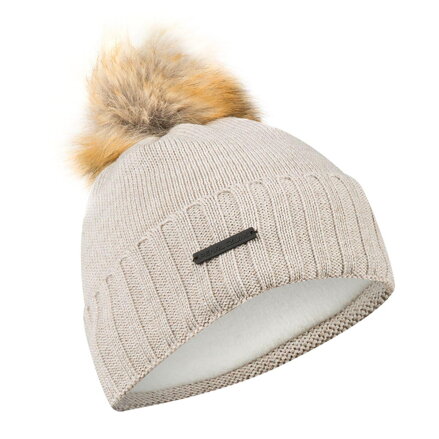 Casquette KNIT femme PEARL IZUMI avec pompon beige