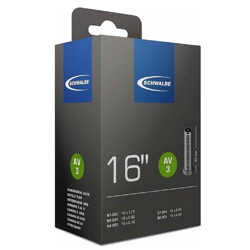 SCHWALBE Chambre à air AV3 16x1,75/2,10 AV 40mm (47/62-305) 115g SCHWALBE Chambre à air AV3 16x1,75/2,10 AV 40mm (47/62-305) 115g