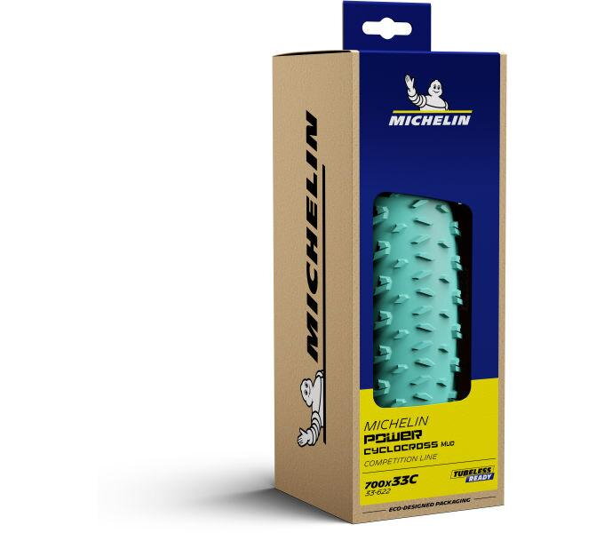 Pneu MICHELIN POWER Cyclocross MUD 700x33C (33-622) 390g 3x120TPI TLR noir/vert Pneu MICHELIN POWER Cyclocross MUD 700x33C (33-622) 390g 3x120TPI TLR noir/vert