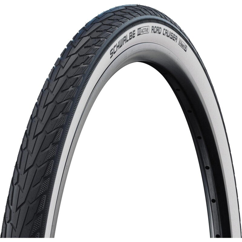 SCHWALBE Pneu ROAD CRUISER (42-622) 28x1,60 700x40C Active 50EPI K-Guard 705g Blanc side reflex Vert SCHWALBE Pneu ROAD CRUISER (42-622) 28x1,60 700x40C Active 50EPI K-Guard 705g Blanc side reflex Vert