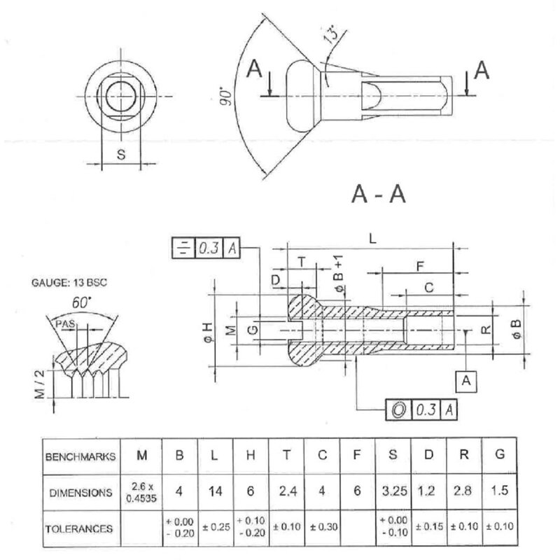 MACH1 Mamelon 13G diamètre 5.0 argent 100 pcs