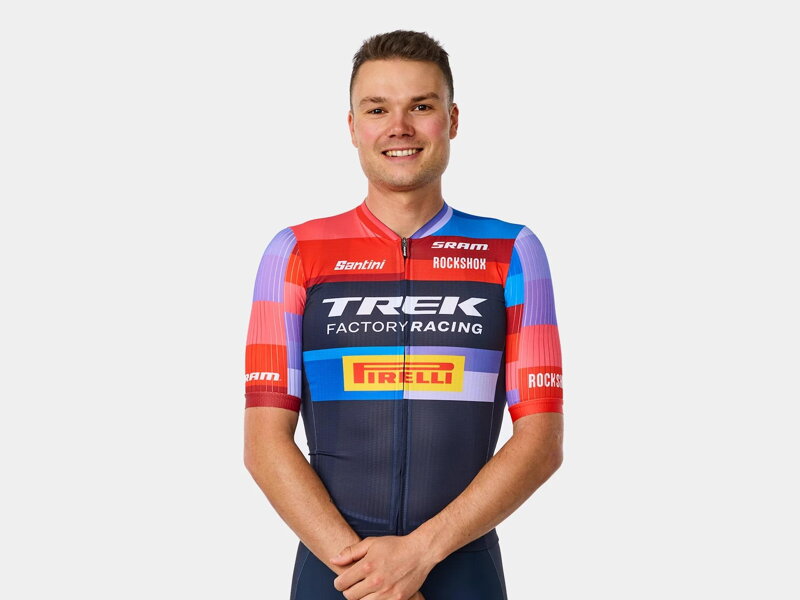 Maillot Santini Trek Factory Racing Team Replica bleu pour homme Maillot Santini Trek Factory Racing Team Replica bleu pour homme